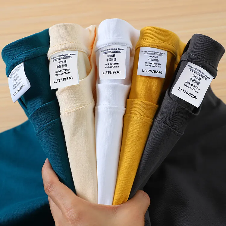 300G重磅新疆纯棉圆领宽松厚实美式复古纯白色小领口短袖t恤男女