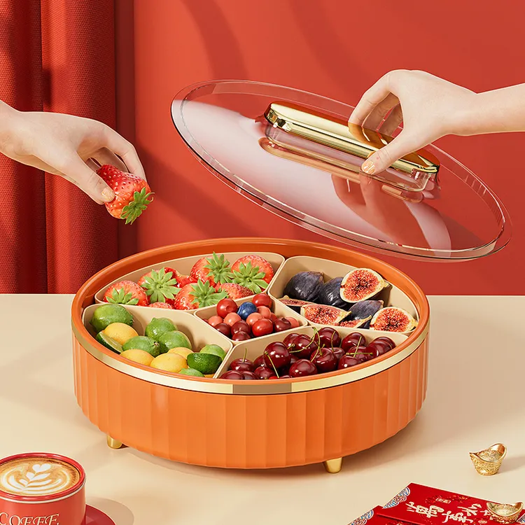 密封果盘过年坚果零食摆放盘干果盘糖果盒客厅茶几客厅高档水果盘