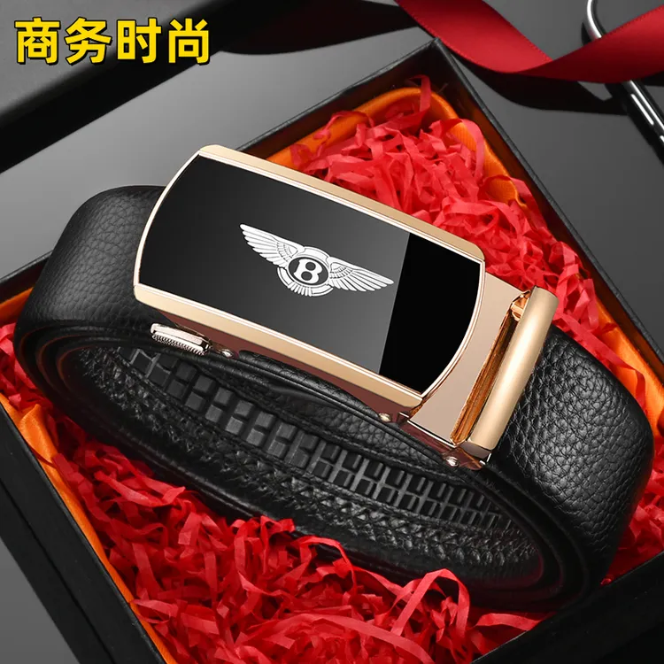 男士皮带自动扣礼盒版商务腰带男款时尚百搭中青年韩版潮流裤腰带