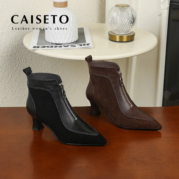 头层羊皮/5cm 秋冬新款气质时尚百搭细跟中跟英伦尖头24X185