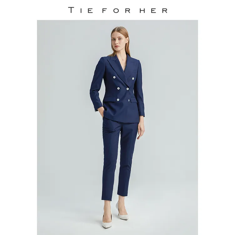 TieForHer 高圆圆明星款修身版型职场气质通勤西装九分裤套装