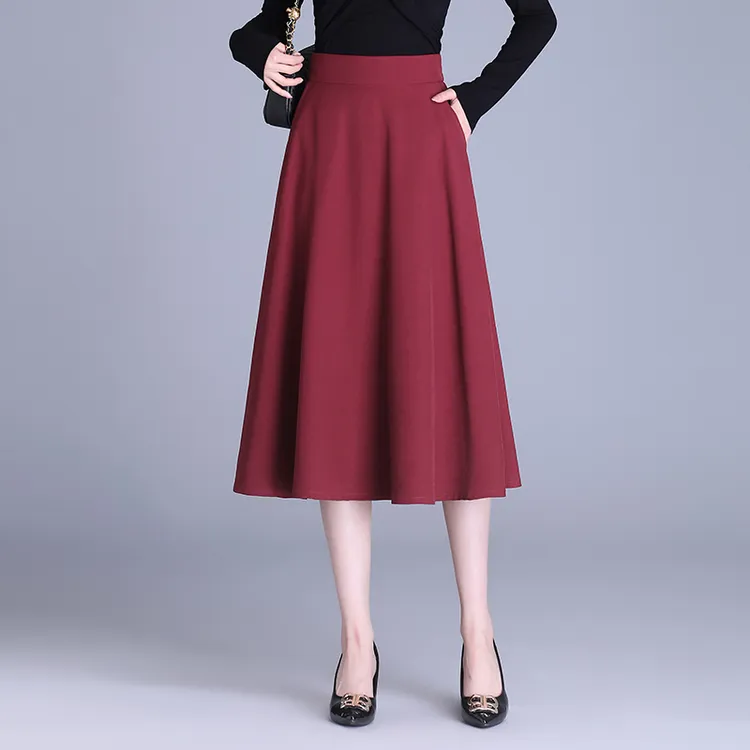 2024秋季新款半身裙女高腰垂感显瘦a字裙通勤中长西装裙遮胯伞裙