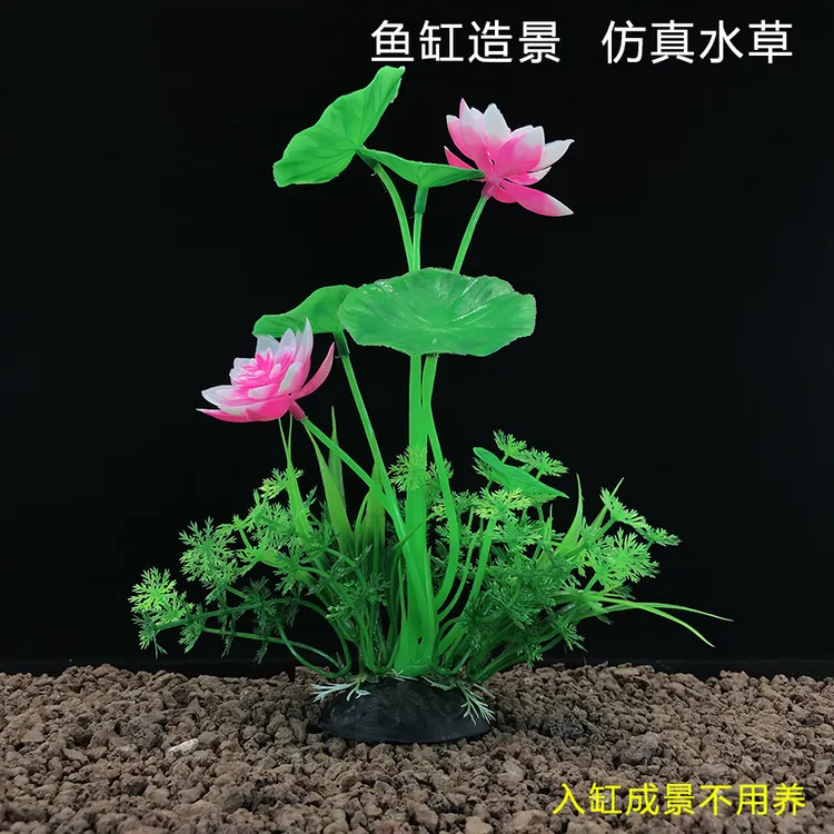 水族观赏鱼美观水草荷花造景套餐全套塑料仿真水草美观装饰品摆件