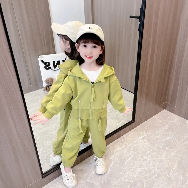 女童春装2023新款女孩5套装洋气时髦小童装1-3岁4宝宝运动两件套6