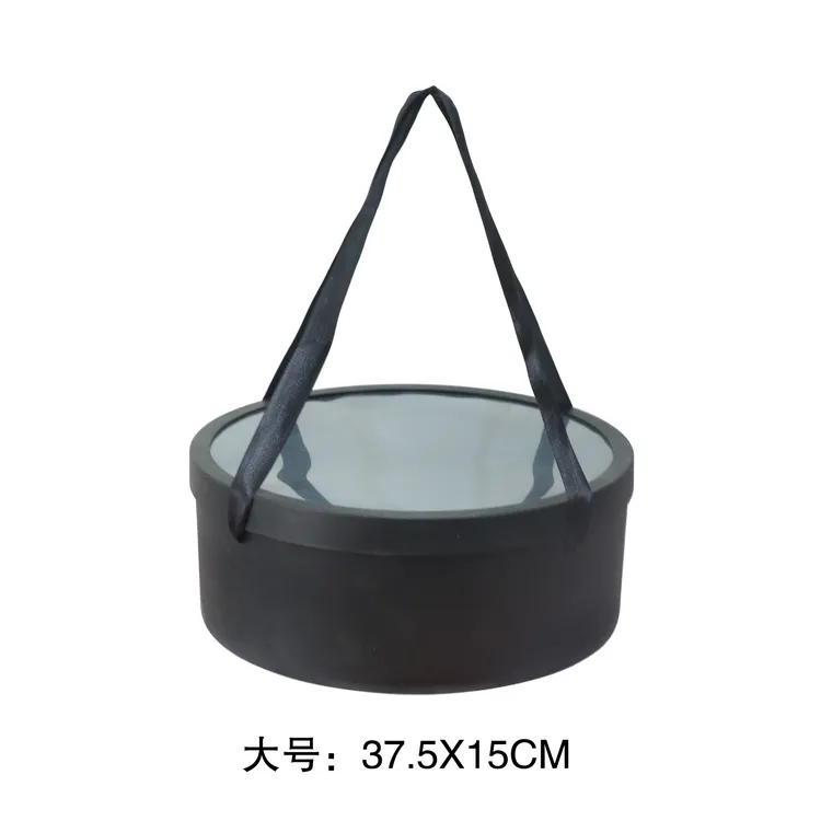 手提38cm高档水果圆礼盒鲜花盒透明圆盒全套鲜花礼品圆盒生日鲜花