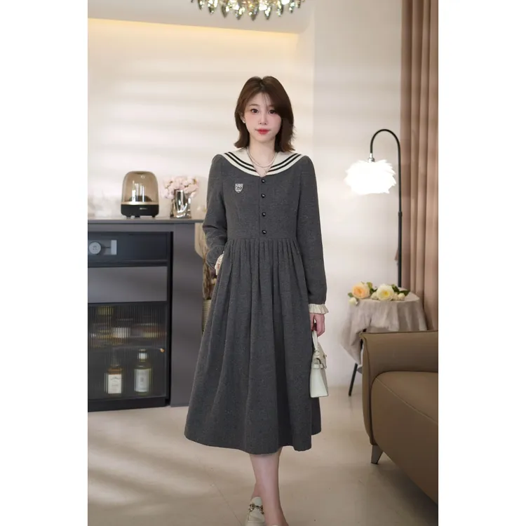 斯洋洋秋冬温暖经典轻奢减龄时尚百搭羊毛连衣裙LYQ410A029SYY