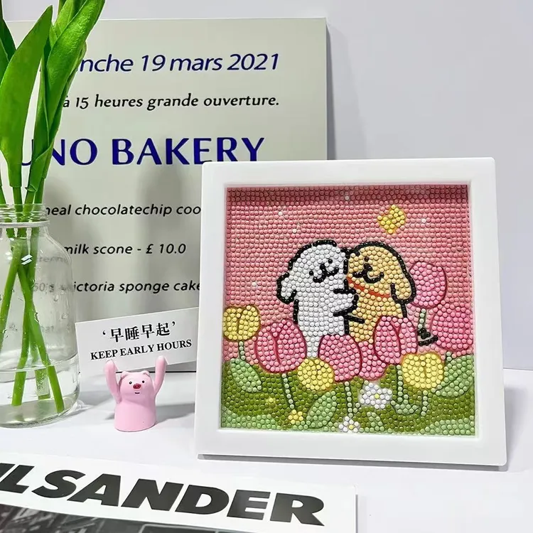 (钻石贴画)线条小狗diy满钻潮流卡通可爱手工礼物摆件装饰画