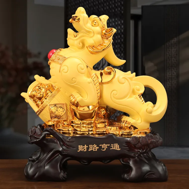 中式招财沙金色貔貅摆件家居办公室客厅酒柜装饰商务礼品厂家批发