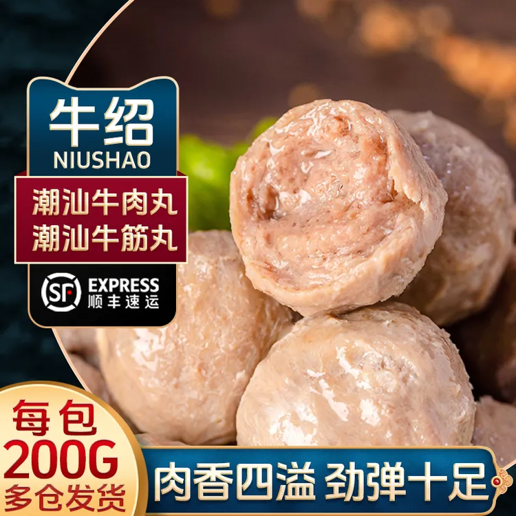 牛绍顺丰5包/10包潮汕牛肉丸牛筋丸正宗潮州汕头手工牛肉火锅汤粉