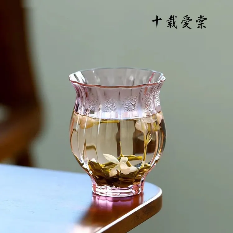 十载爱棠高硼硅透明玻璃水仙主人杯茶杯品茗杯透明水杯功夫茶具