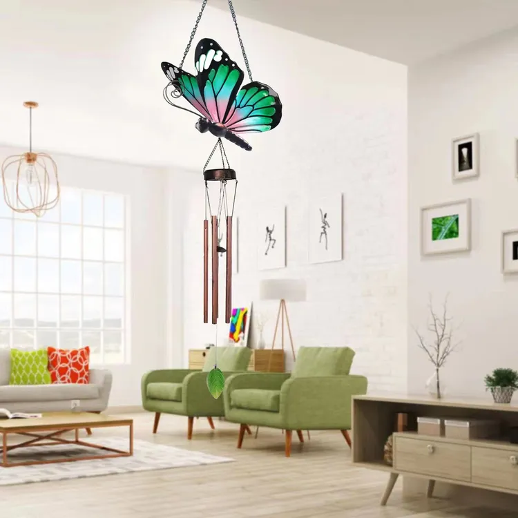 MG202248蝴蝶风铃挂件户外夜灯园林家居太阳能自动充电灯