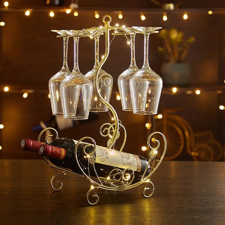 创意红酒架家用葡萄酒酒瓶架架子倒挂红酒杯架欧式放酒柜摆件酒架