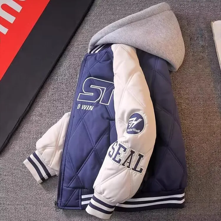 儿童装男童春装外套2025新款夹棉棒球服中大童加厚男孩春秋款棉服