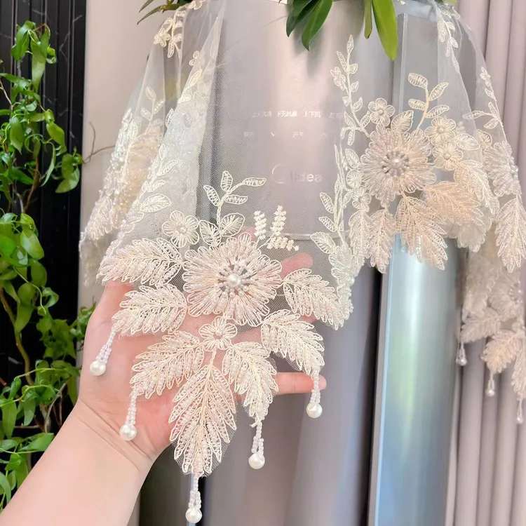 手工串珠蕾丝刺绣空调复古盖巾立式圆柱空调罩客厅欧式罩盖布落地