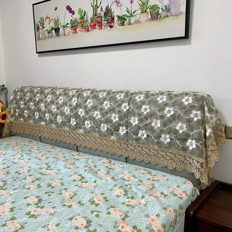布艺床头罩床头靠背巾1.5M1.8M木床软包盖布床头防尘罩主卧高档