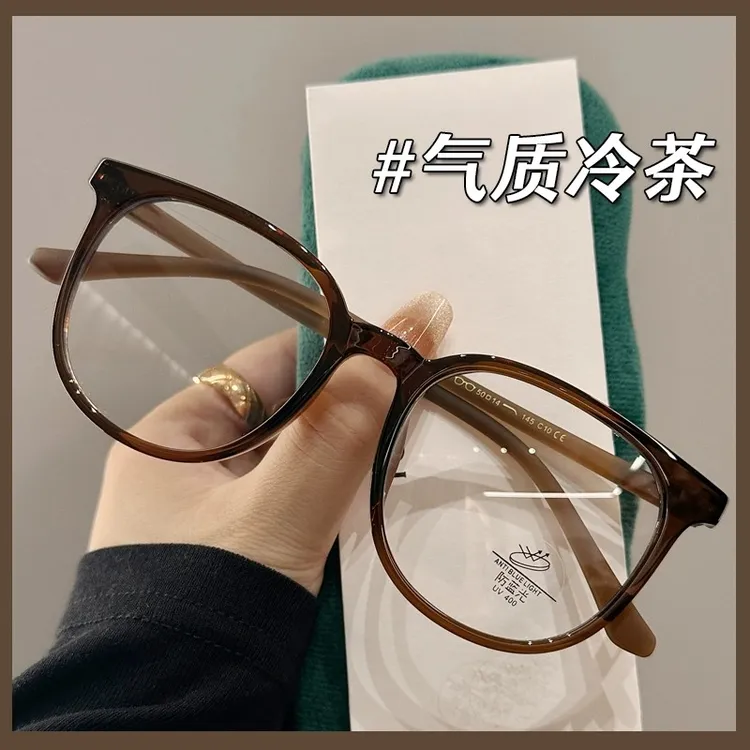 大框超轻韩系眼镜近视女专业可配有度数散光镜片素颜显瘦茶色眼睛