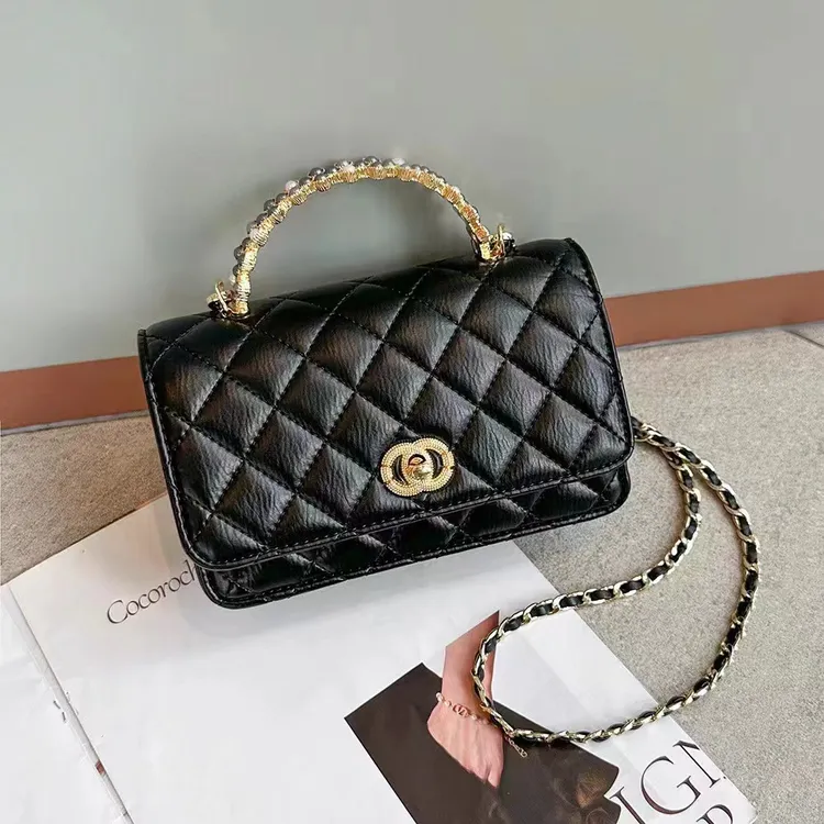 女斜挎小包真皮小香风菱格链条包新款DIY轻奢时尚通勤单肩手提包