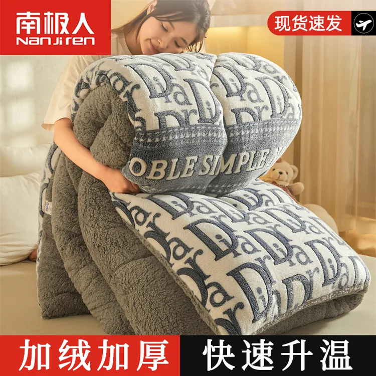 家用加厚羊羔绒被子冬被学生宿舍单人双面绒被子雪花绒加绒被芯