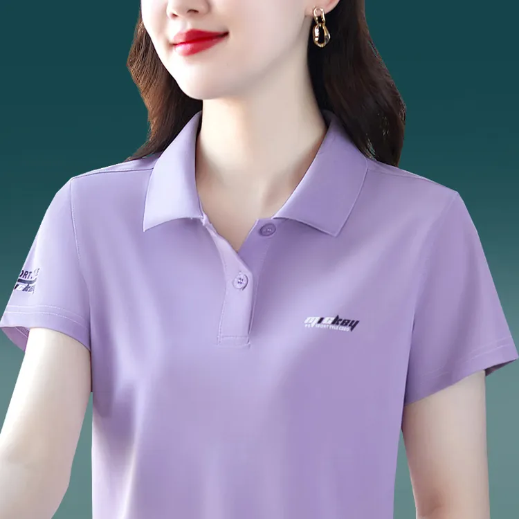 冰丝短袖t恤女夏季大码中年妈妈洋气减龄体恤衫速干半袖运动上衣