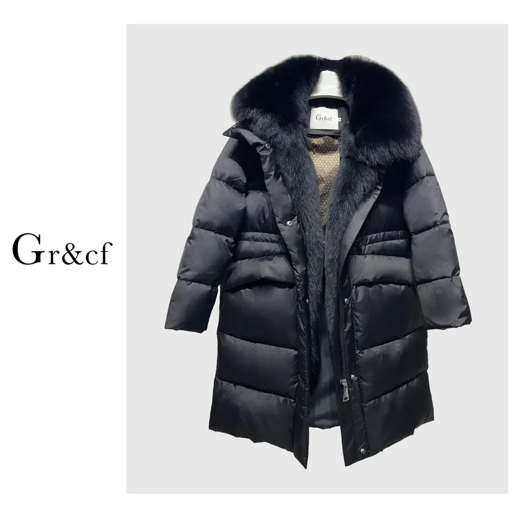 GR&CF/歌瑞丝芬470【大鹅 极寒羽绒服】貉子毛水貂毛长款鹅绒服外套