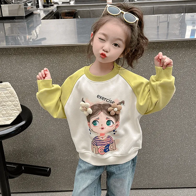 女童卫衣春秋新款韩版洋气时髦春季宝宝长袖宽松春装上衣女孩印花