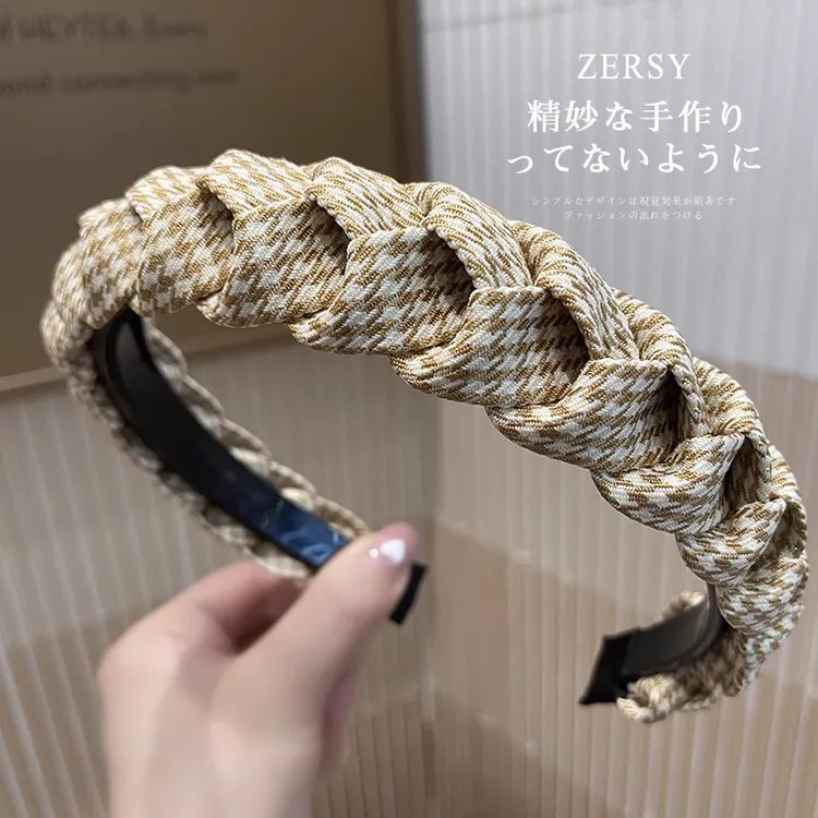 Zersy/佐希韩系简约网红发箍气质千鸟格时尚发卡带齿防滑宽边头箍