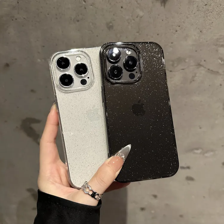 轻奢透明细闪适用iPhone16/15pro高级苹果亚克力14手机壳13/12套