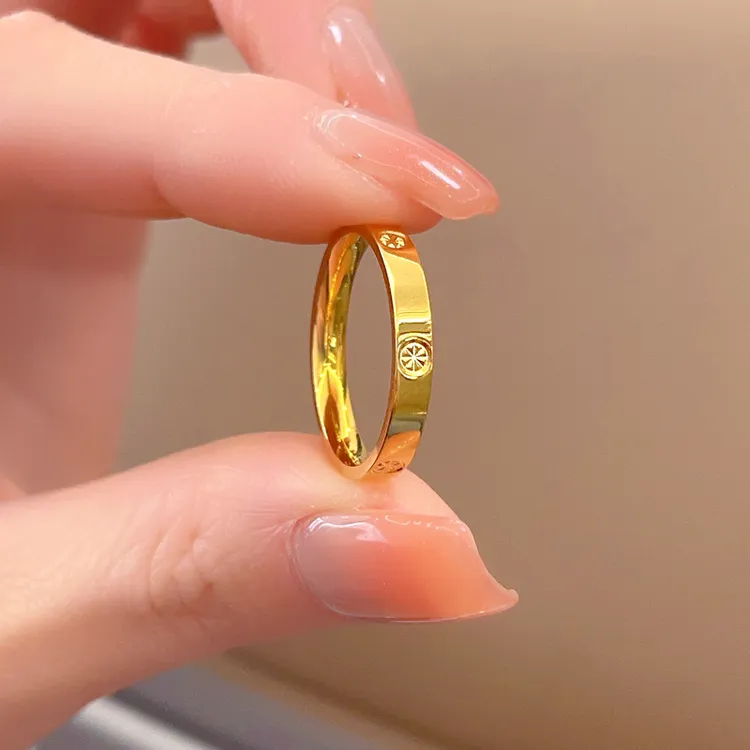 钛钢戒指 不掉色轻奢高级感米字戒指女简约大气百搭情侣素圈戒指