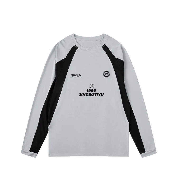 美式复古拼色篮球训练健身跑步运动透气秋季宽松速干长袖猫脸图案