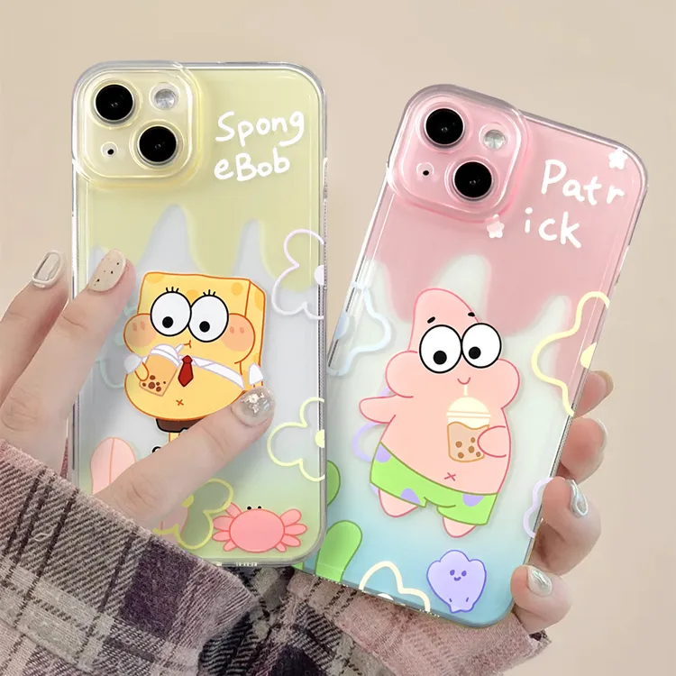 适用苹果/华为/OPPO/VIVO/小米F ins可爱网红卡通透明情侣手机壳