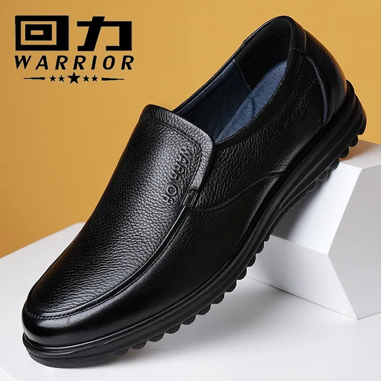 上海回力皮鞋男款真皮2024秋季新款男鞋透气中老年爸爸鞋子一脚蹬