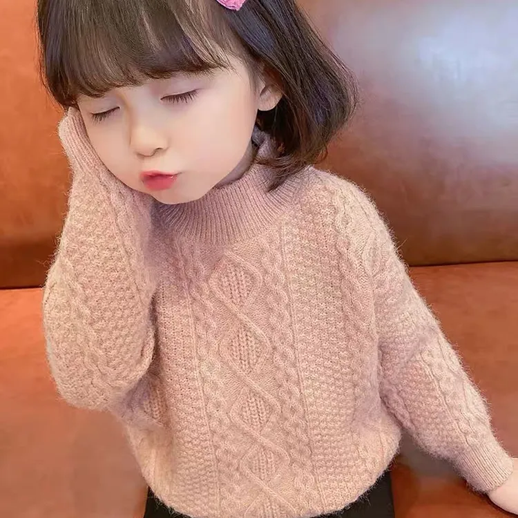 女童毛衣秋冬新款韩儿童洋气女宝宝加绒加厚中小童针织打底衫上衣