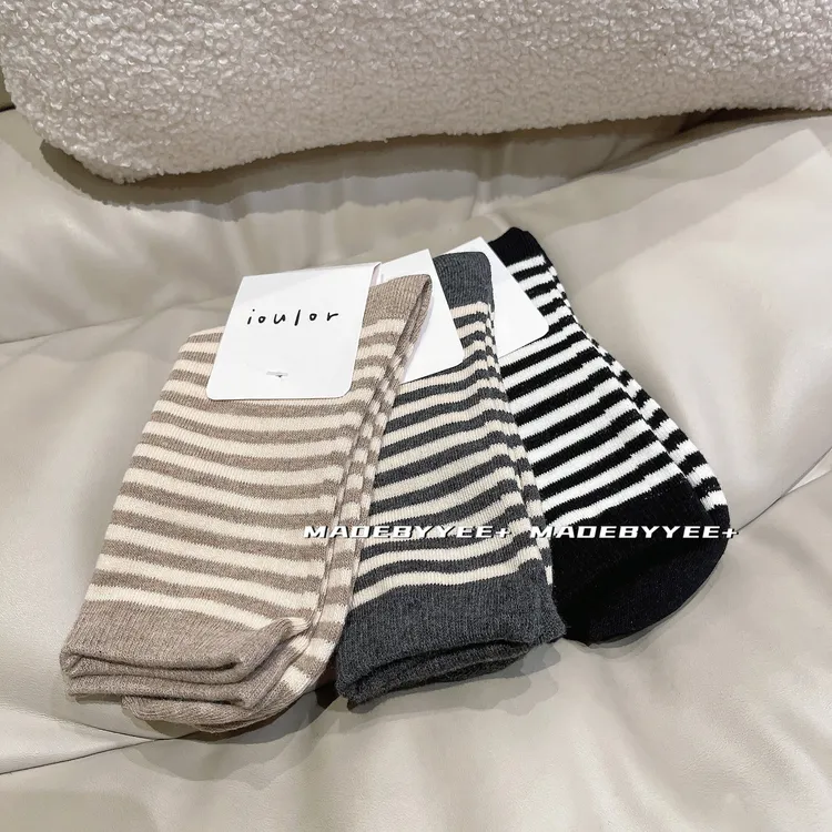 伊衣服饰 条纹百搭长筒堆堆袜 21AU3832