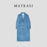MATKASI 贵感穿搭纯色翻领质感长款毛呢大衣外套