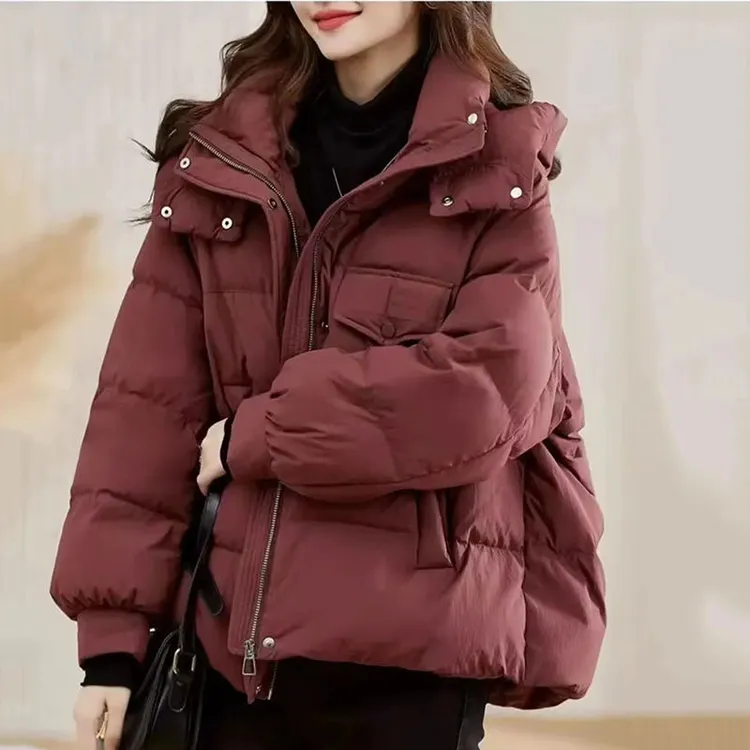 2025新款百搭宽松纯色显瘦面包服短款连帽棉衣韩时尚棉服女Xx18款