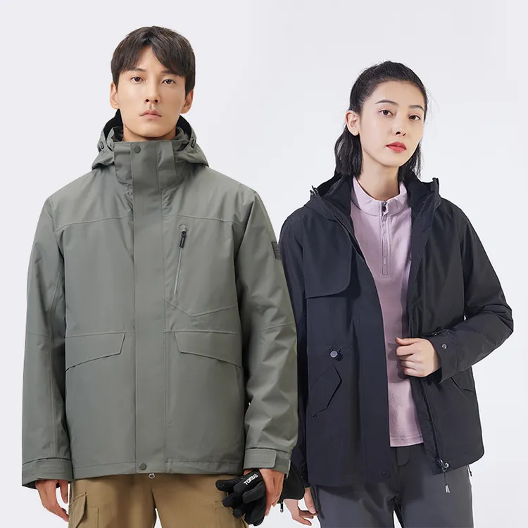【探路者】抓绒冲锋衣秋冬三合一外套 男女两件套 TAWWCK91961
