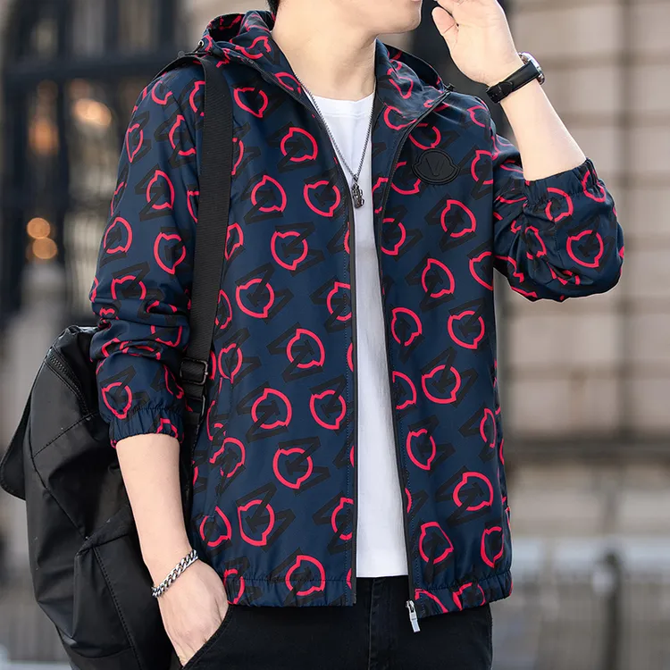 休闲男外套夹克男青年休闲外套男春秋韩版连帽男士夹克欧美潮流