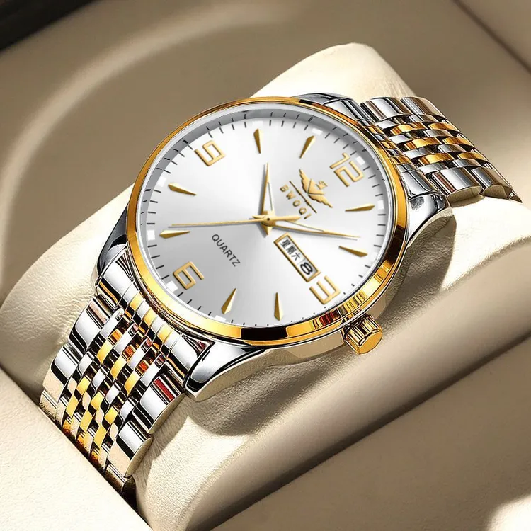 【加急专链】瑞士品质超薄防水夜光商务男表全自动双日历简约情侣表商品图