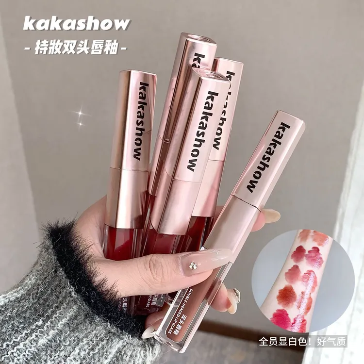 kakashow持妆双头唇釉双头唇釉女镜面唇彩不沾杯口红平价不易掉色