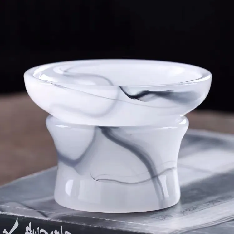 中式水墨玉瓷茶漏托架茶叶过滤器不锈钢滤茶网茶隔琉璃功夫茶具