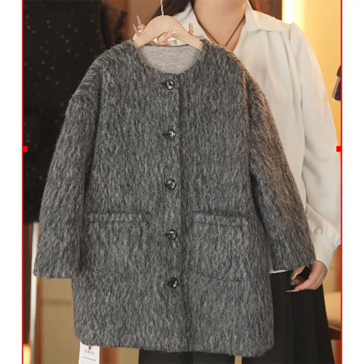 简女童大衣2025年秋冬季洋气小女孩中长款儿童加厚呢子夹棉外套