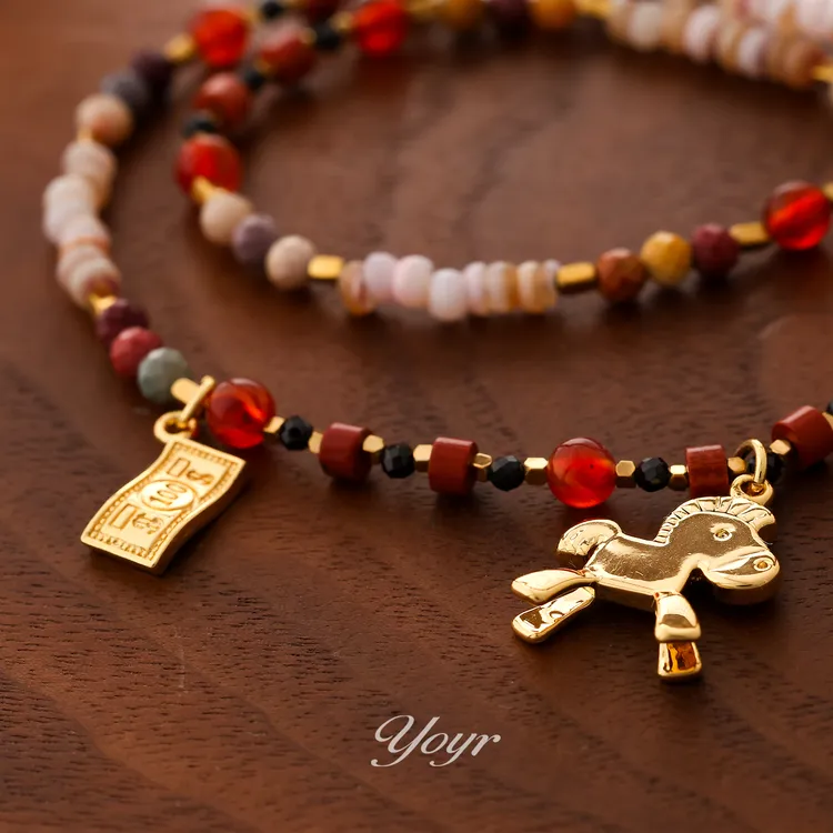 YOYR 钛钢项链 马上有钱小马项链新中式2025年新款不掉色马年项链商品图