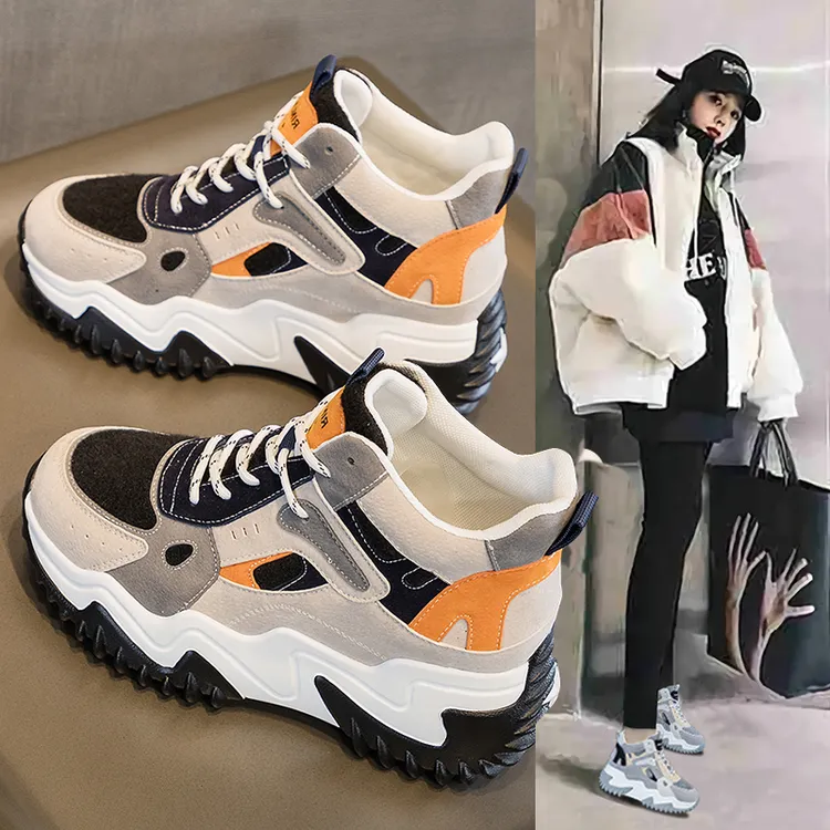 高帮鞋子女厚底老爹鞋女2024秋冬新款运动休闲百搭棉鞋女加绒加厚