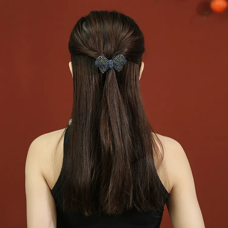 网红高档头发夹子蝴蝶结发夹半扎发夹头发弹簧夹发卡夹子头饰发饰