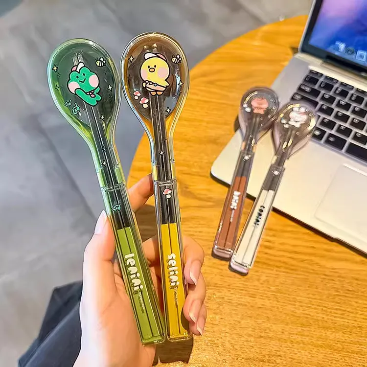 304不锈钢筷子勺子套装小学生便携收纳盒外带一人一筷上班筷子盒