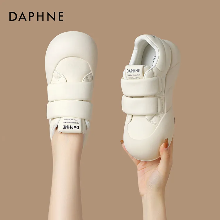 达芙妮女鞋厚底大头鞋2025秋季爆款舒适时尚百搭平底魔术贴休闲鞋