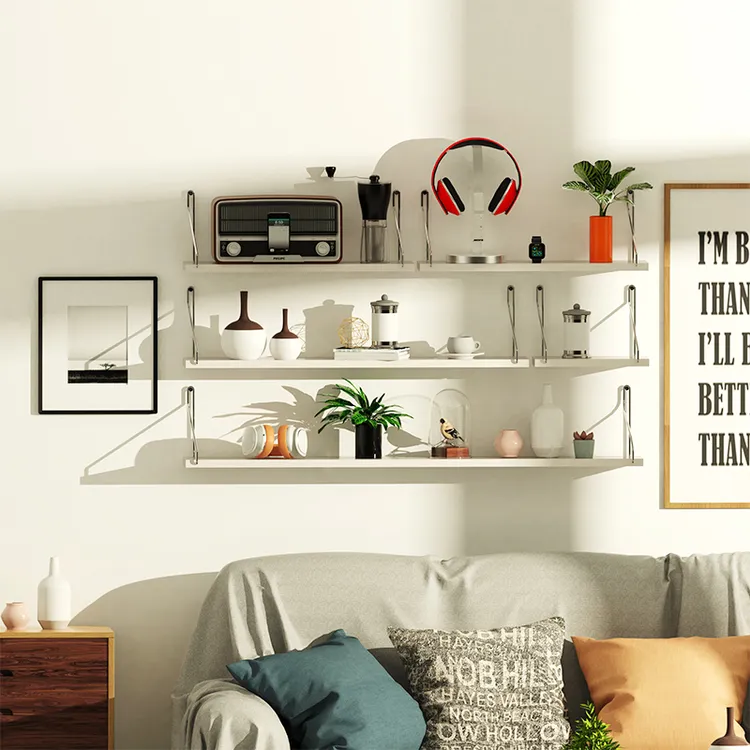 免打孔墙上置物架壁挂投影仪架子书架客厅路由器墙壁装饰一字隔板