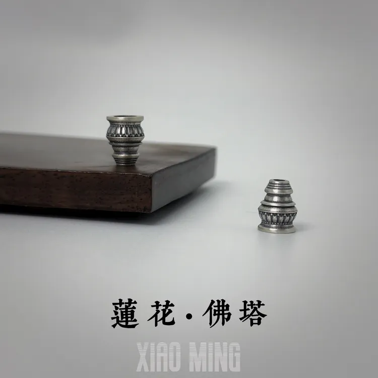 925银银制品 莲花佛塔文玩藏风塔头复古做旧藏传精工凤眼猴头