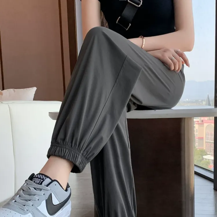 冰丝速干运动裤女夏季薄款裤子2023新款防蚊灯笼裤宽松休闲防晒裤