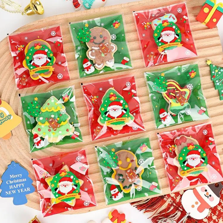 圣诞饼干曲奇糖果雪花酥包装袋自封小自粘袋姜饼人可爱手工自制